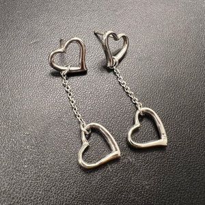 Sterling Silver Heart Drop Studs